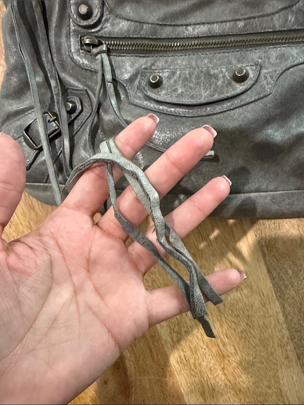 Vintage Balenciaga City Handle Bag 103208 213048 Leather Gray Authentic F0605423 - Picture 4 of 14